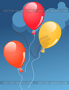 Three baloons in sky - vector clipart