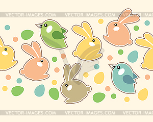 Seamless easter border with rabbits - vector image