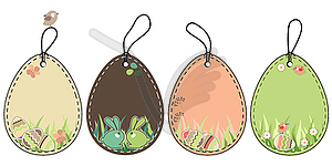 Set of easter tags - vector image