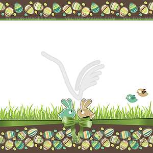 Easter greeting card with eggs - vector clip art