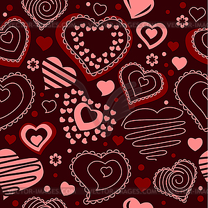 Seamless pattern with red contour shapes - vector clipart