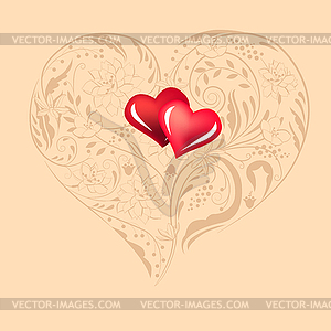 Heart shape made of flowers - vector image