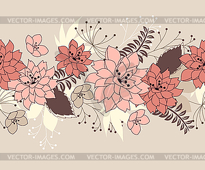 Seamless border with forest flowers and plants - vector clipart