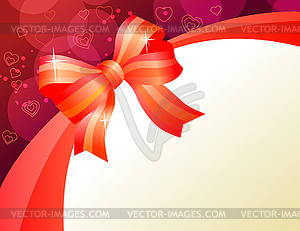 Background with red bow - vector image