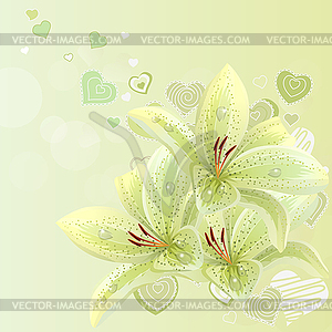 Pastel background with lilies - royalty-free vector image