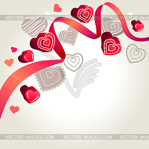 Hearts on light grey background - vector clipart