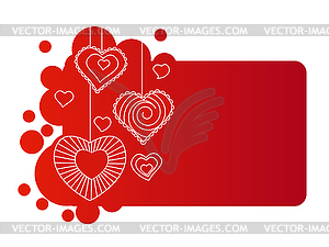 Hearts on red frame - vector image