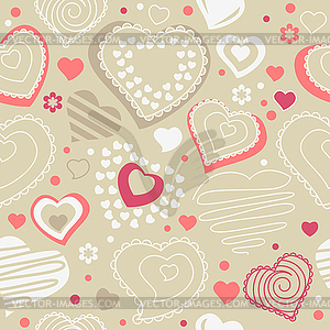 Seamless pattern with red contour shapes - vector image