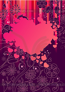 Frame with big pink heart - vector clip art
