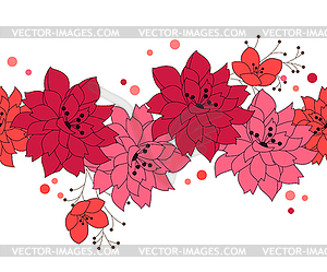 Seamless floral border with red flowers - royalty-free vector clipart