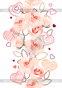 Vertical seamless rose pattern - vector clipart