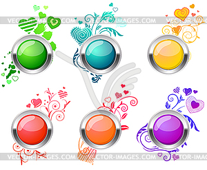 Расцвет глянцевые кнопки - векторный эскиз