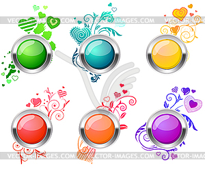 Flourish glossy buttons - vector clipart