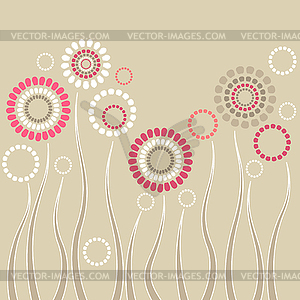 Красочные стилизованные цветы - изображение в векторном виде