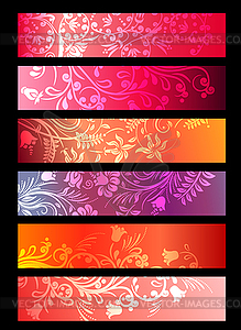 Floral spring red banners - stock vector clipart