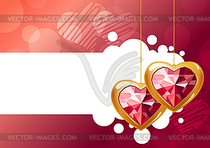 Two hanging hearts - vector clip art