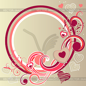 Frame with hearts and swirl elements - vector clipart