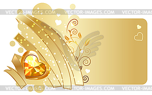 Gold ribbon and jewel on beige background - vector clip art