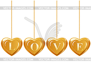 Four hearts with sign love - vector image