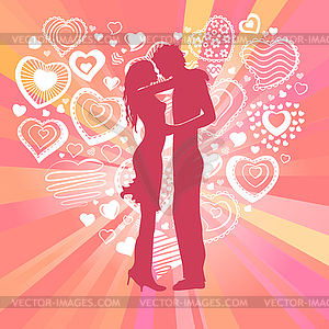 Young happy couple - royalty-free vector clipart