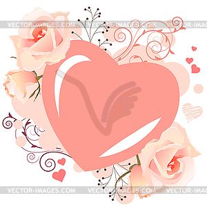 Delicate heart-shaped frame - vector image