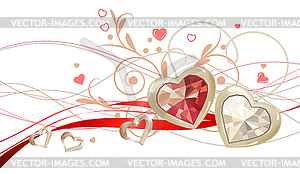 Floral design element with gems - vector clipart