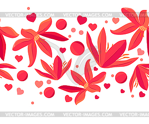 Llies in seamless border - color vector clipart