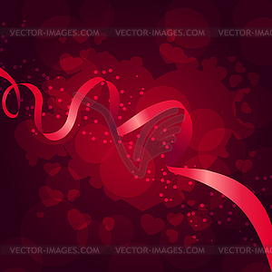 Beautiful saint valentine background with ribbon - vector image