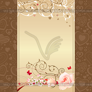 Frame with roses and blossoming branches - vector clipart