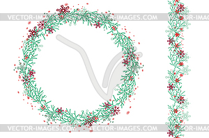 Round Christmas wreath  - vector clip art