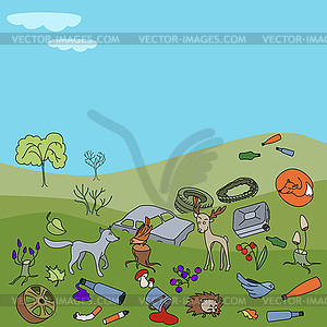 Pollution of environment. Garbage and waste - vector image