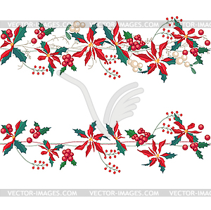 Endless horizontal pattern brush with Christmas sta - vector clipart
