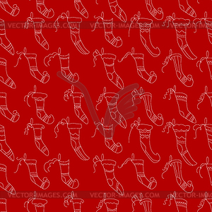 Seamless pattern with textile Santa socks - vector clipart