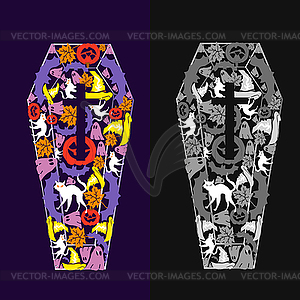 , day of halloween, coffin - vector clipart