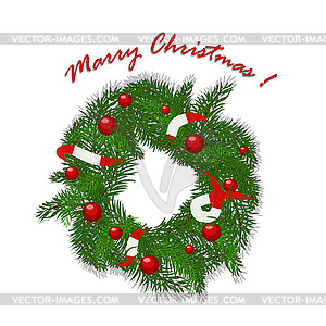 Christmas garland with balls and ribbons - vector clipart