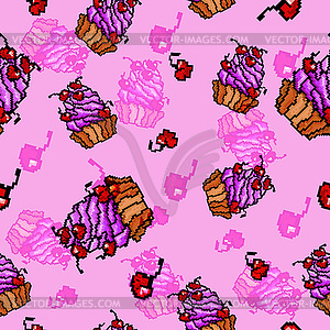 Sweet cupcakes pattern - vector clipart