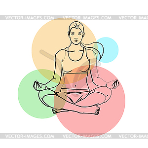 Йога позы, йога штаны на цветном фоне - изображение в векторе / векторный клипарт