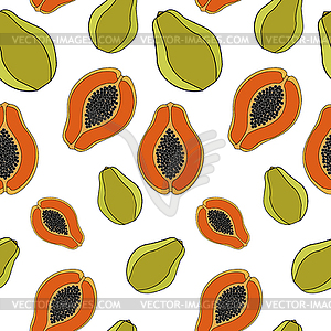 Papaya. Seamless pattern - vector clipart