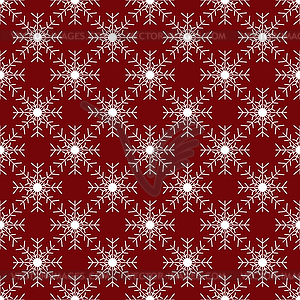 White snowflakes on red background seamless pattern - vector clip art