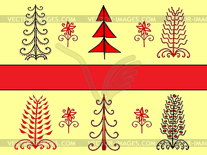 Set Christmas tree ornament ethnic - vector clipart