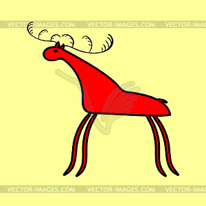 Red deer or moose ethnic ornament - vector image