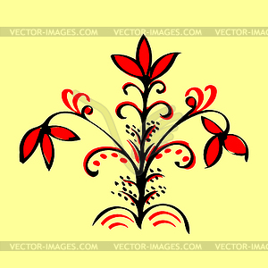 Red magic flower ethnic pattern - vector image