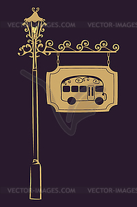 Bus stop vintage road sign - vector clip art