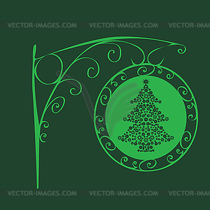 Vintage sign Christmas tree - vector image