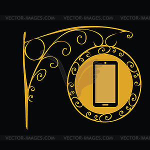 Vintage sign mobile phones - vector clipart