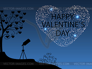 Happy Valentines day Romantic starry sky - vector image