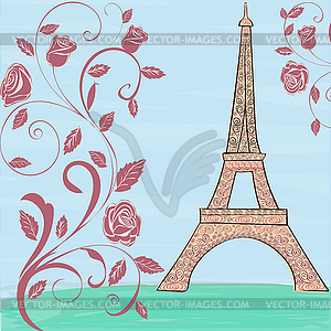 Eiffel tower vintage background - vector clipart
