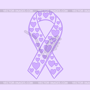 Lavender ribbon heart epilepsy cancer solidarity day - vector clip art
