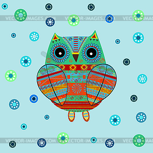 Cute owl with ethnic ornament - vector clipart