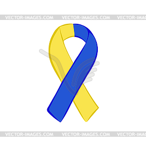 World down syndrome day yellow blue ribbon - vector clipart